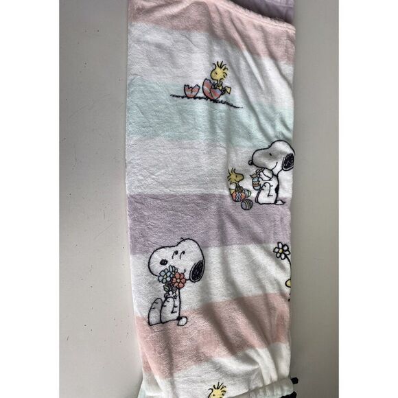 Peanuts Snoopy Woodstock Spring Easter Eggs 50 X 70" Throw Blanket Blue Pink NEW - Picture 11 of 16